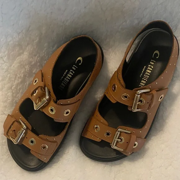 La CANADIENNE Tan Buckle Sandals - Picture 2 of 7